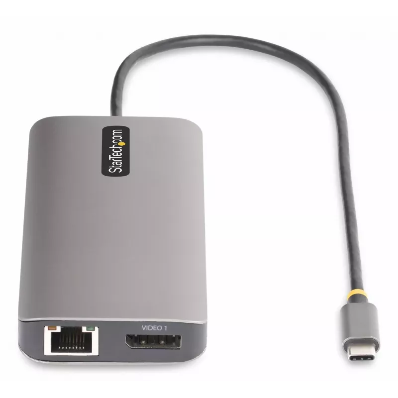 StarTech.com Adaptador multiporta USB-C para três monitores, Dual 4K 60 Hz + 4K 30 Hz HDMI & DisplayPort, hub USB de 4 portas, 100 W PD Pass-Through, GbE, leitor de cartões SD/MicroSD