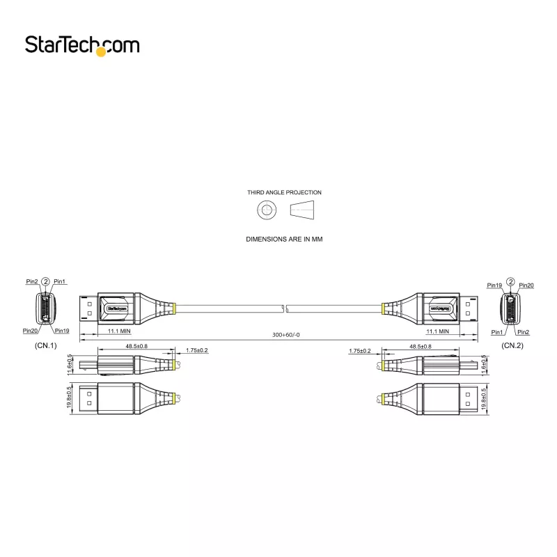 StarTech.com Cabo DisplayPort 1.4 de 1ft (30cm) - 8K 60Hz HDR10 - Vídeo Ultra HD 4K 120Hz - Cabo DP 1.4 - Para monitores/ecrãs - Cabo DisplayPort para DisplayPort - M/M