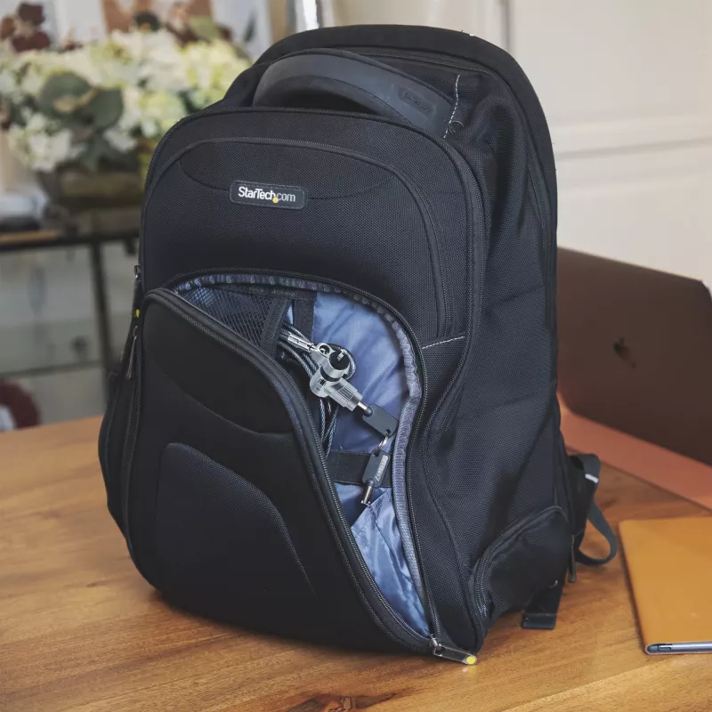 StarTech.com Fecho universal para portátil 3-em-1 6.6ft (2m), cabo de segurança com chave mestra, segurança informática, compatível com Noble Wedge®/Nano/K-Slot; cabo anti-roubo resistente a cortes