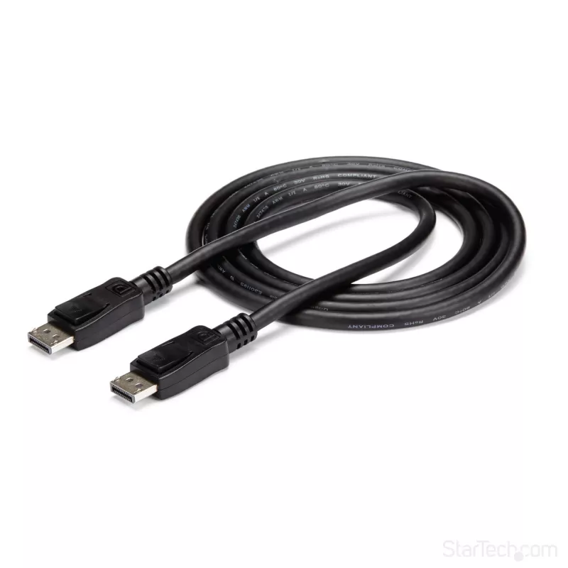 Cabo DisplayPort 1.2 StarTech.com 1,8 m (6ft) – Cabo DisplayPort 4K x 2K Ultra HD certificado VESA – Cabo DP para DP para monitor – Cabo de vídeo/display DP – Fichas DP com bloqueio