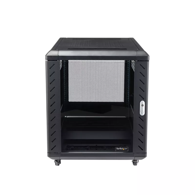 Armário de servidor 12U de 4 postes StarTech.com, armário de dados de 19 polegadas com fecho para equipamento de computador/AV/IT, rack de escritório/rede doméstica com rodas e calhas de montagem ajustáveis