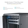 Armário de servidor 12U de 4 postes StarTech.com, armário de dados de 19 polegadas com fecho para equipamento de computador/AV/IT, rack de escritório/rede doméstica com rodas e calhas de montagem ajustáveis