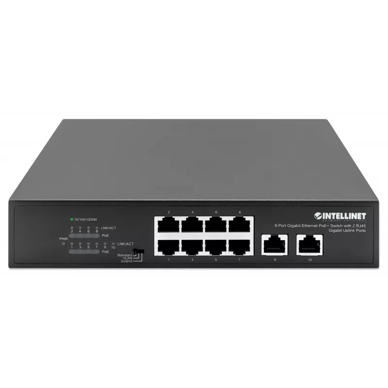 Switch Intellinet 8 portas Gigabit Ethernet PoE+ 120W 2 portas uplink