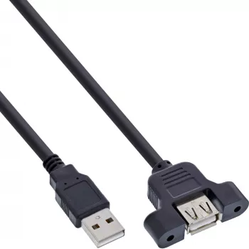 Cabo adaptador InLine USB 2.0 Type-A macho / Type-A fêmea para chapa de slot, 0,6 m