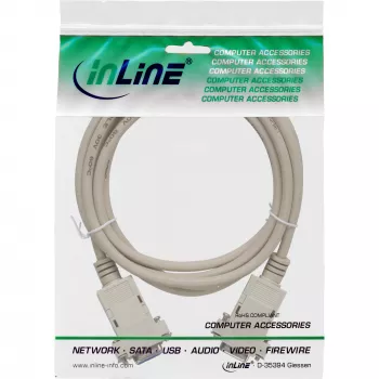 Cabo null modem InLine DB9 fêmea / fêmea, montado, cinzento, 2 m