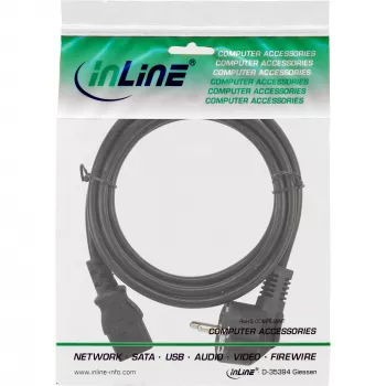 Cabo de alimentação InLine, CEE 7/7 angular / IEC C13 macho de 3 polos, 2,5 m