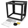 StarTech.com Rack de rede de parede 9U de 19 polegadas, 17 polegadas de profundidade, estrutura aberta de 2 postes para sala de servidores/dados/AV/TI/comunicações/equipamento informático/patch panel com porcas de gaiola/parafusos, gancho/ilhó, capacidade de 79 kg~Rack de rede de parede 9U de 19 polegadas, 17 polegadas de profundidade, estrutura aberta de 2 postes para sala de