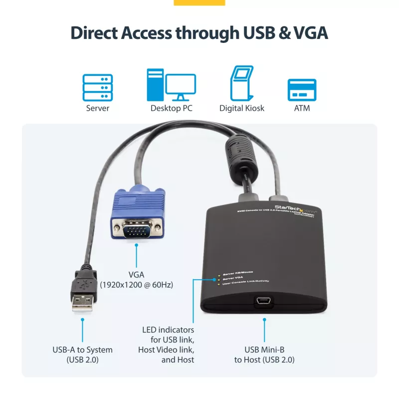 Adaptador StarTech.com consola KVM para USB 2.0 para portátil carrinho de crash