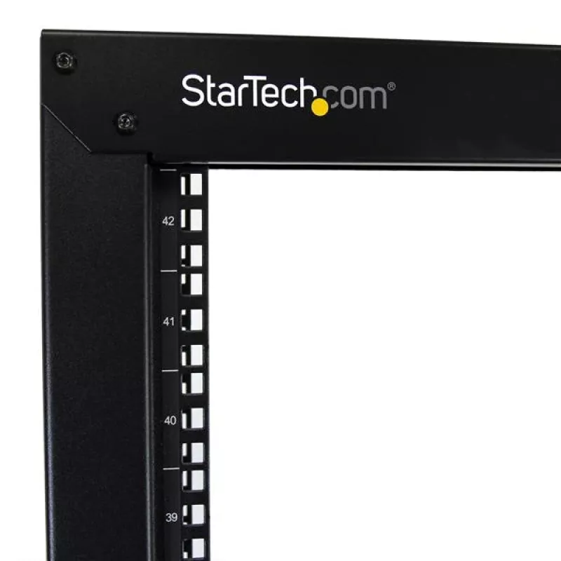 Rack de servidor StarTech.com 2 postes 42U móvel de estrutura aberta, rack de rede 19 polegadas de dois postes com rodas, rack aberto móvel para equipamento AV/dados/média/IT, rack de computador para casa/escritório - rodas incluídas