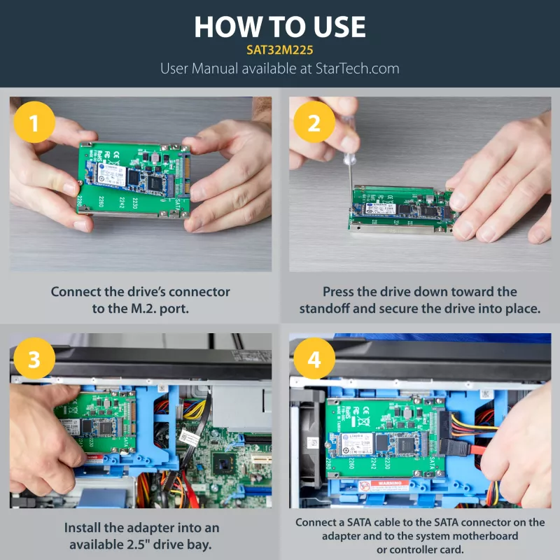 Adaptador StarTech.com M.2 SATA SSD para 2,5 polegadas SATA - conversor M.2 NGFF para SATA - 7mm - suporte open-frame - adaptador para disco M2