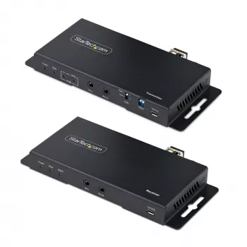 Kit extensor HDMI sobre fibra 4K StarTech.com, 4K 60Hz até 1000 m (monomodo) ou 300 m (multimodo) fibra ótica LC, HDR, HDCP, extensor de áudio 3,5 mm/RS232/IR, conjunto transmissor e recetor