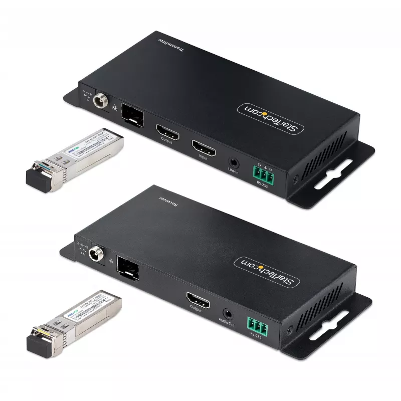 StarTech.com ST121HD20FXA2 kit extensor HDMI por fibra ótica 4K 60Hz, até 1 km (monomodo) / 300 m (multimodo), LC, HDR, HDCP, áudio/RS232/IR, transmissor e recetor