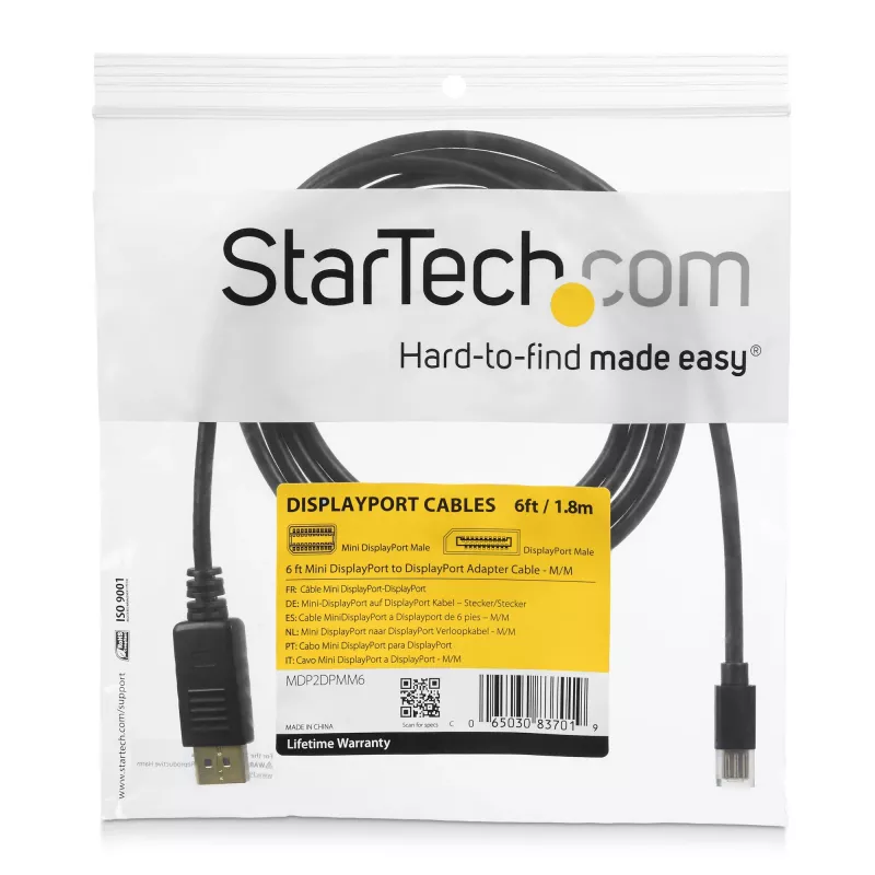 Cabo StarTech.com 3m Mini DisplayPort para DisplayPort 1.2 - cabo adaptador Mini DisplayPort para DisplayPort 4K x 2K UHD - cabo Mini DP para DP para monitor - cabo conversor mDP para DP