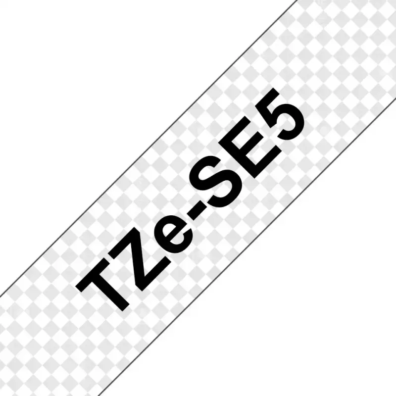 Fita de etiquetar Brother TZE-SE5 — 24 mm x 8 m, preto sobre branco