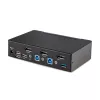 Comutador KVM DisplayPort de 2 portas StarTech.com, 8K 60Hz / 4K 144Hz, ecrã único, DP 1.4, 2x portas USB 3.0, 4x portas USB 2.0 HID, comutação por botões e teclas de atalho, em conformidade com TAA - independente do sistema operativo, caixa metálica