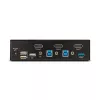 Comutador KVM DisplayPort de 2 portas StarTech.com, 8K 60Hz / 4K 144Hz, ecrã único, DP 1.4, 2x portas USB 3.0, 4x portas USB 2.0 HID, comutação por botões e teclas de atalho, em conformidade com TAA - independente do sistema operativo, caixa metálica