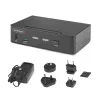 Comutador KVM DisplayPort de 2 portas StarTech.com, 8K 60Hz / 4K 144Hz, ecrã único, DP 1.4, 2x portas USB 3.0, 4x portas USB 2.0 HID, comutação por botões e teclas de atalho, em conformidade com TAA - independente do sistema operativo, caixa metálica