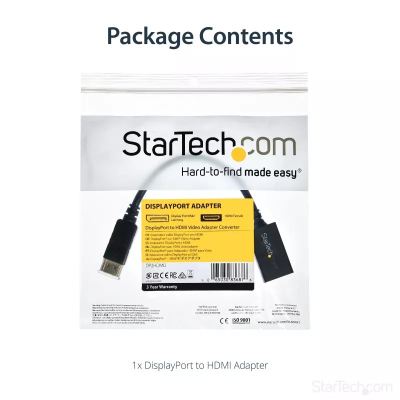StarTech.com DP2HDMI2 adaptador de vídeo / conversor de DisplayPort para HDMI, macho/fêmea, até 1920x1200, 25 cm