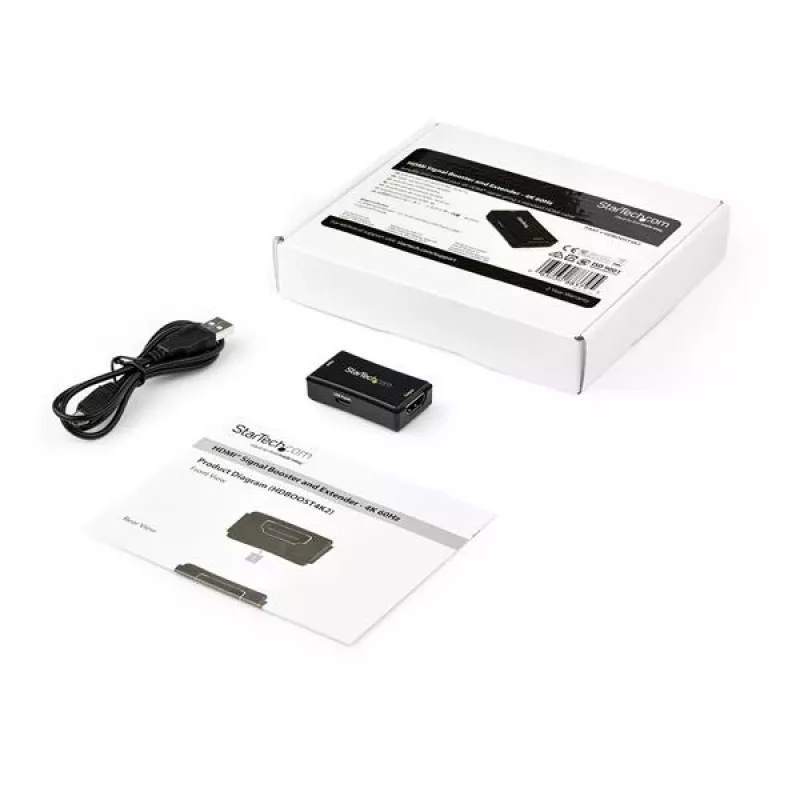 StarTech.com HDBOOST4K2 amplificador de sinal HDMI / repetidor em linha, 4K 60 Hz, até 14 m, alimentado por USB, áudio 7.1, YUV 4:4:4