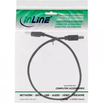 Cabo USB 2.0 Type A macho / B macho preto 0,5m InLine 34550X