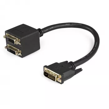 Cabo divisor de vídeo digital DVI-D para 2x DVI-D StarTech.com 30cm (1 ft) - M/F~1 ft DVI-D para 2x DVI-D Cabo divisor de vídeo digital - M/F