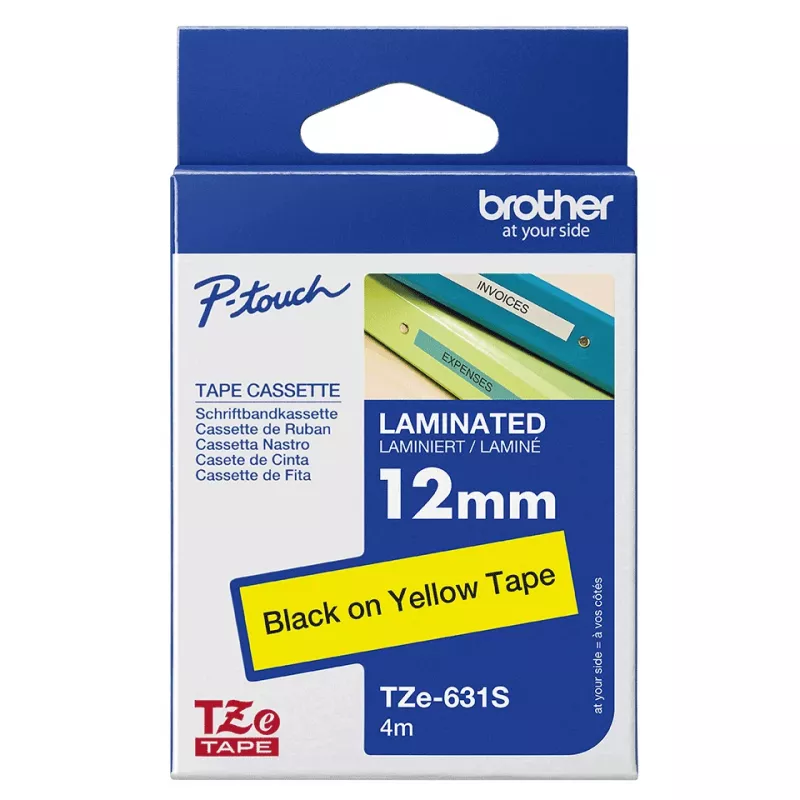 Fita de etiquetagem Brother TZE631S Preto sobre Amarelo TZe