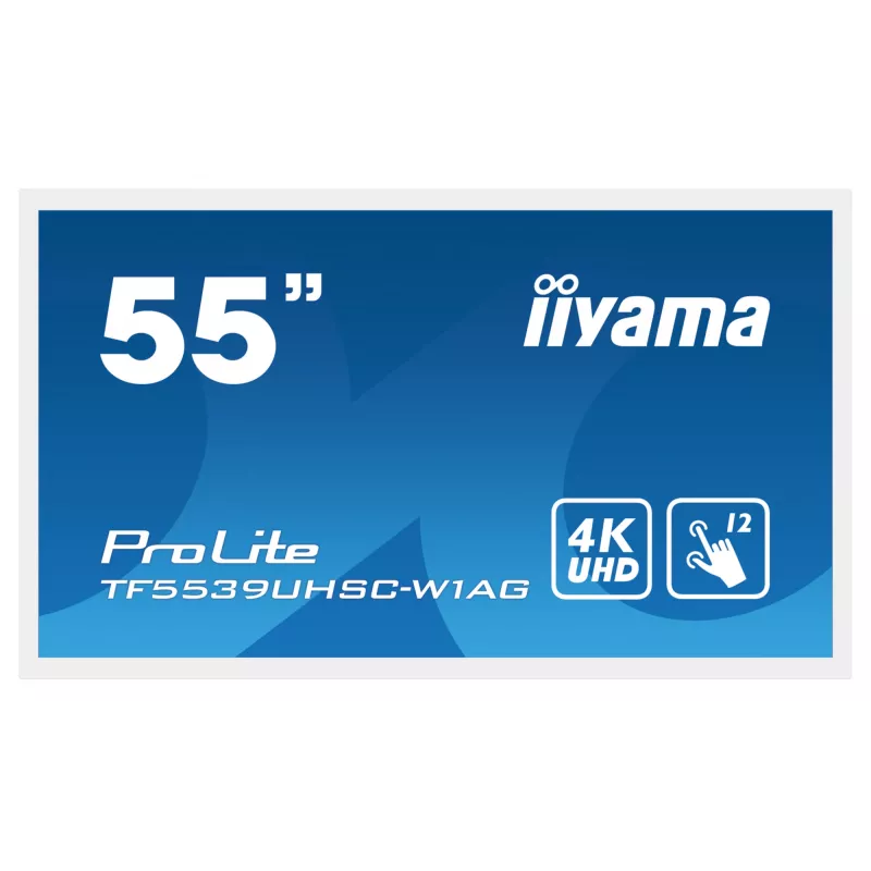 Ecrã de sinalização iiyama TF5539UHSC-W1AG 139,7 cm (55 polegadas) LED 500 cd/m² 4K Ultra HD branco ecrã tátil 24/7