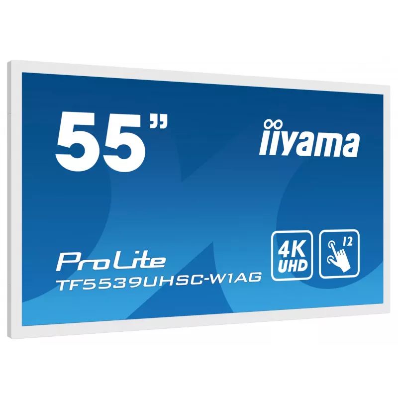 Ecrã de sinalização iiyama TF5539UHSC-W1AG 139,7 cm (55 polegadas) LED 500 cd/m² 4K Ultra HD branco ecrã tátil 24/7