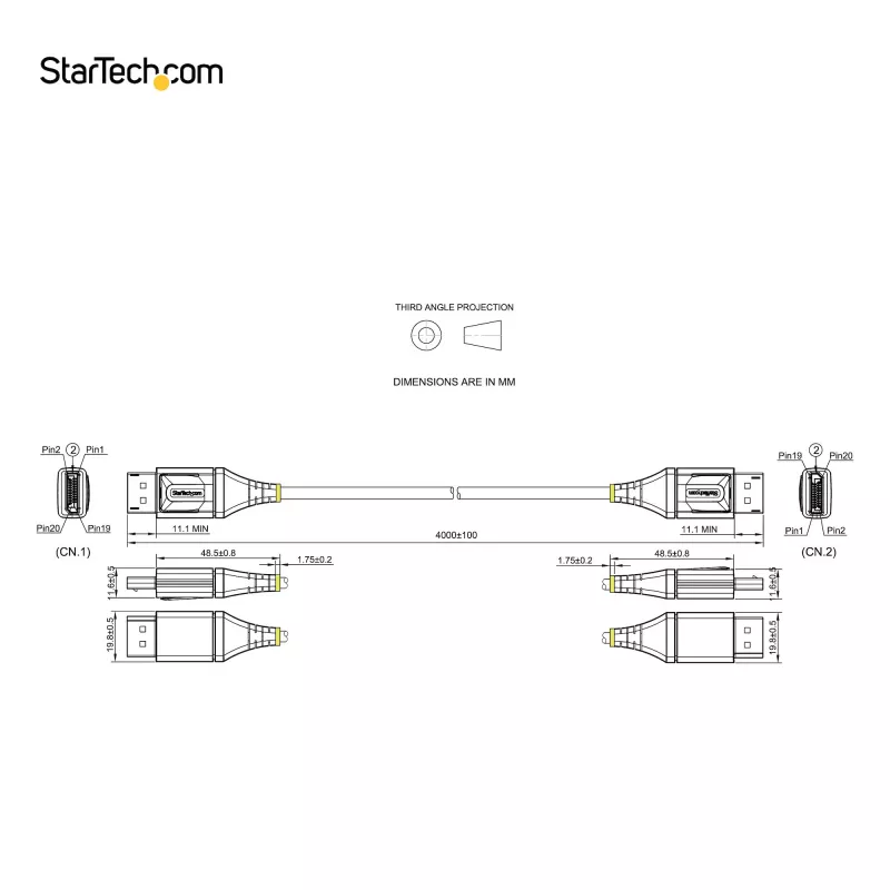 Cabo DisplayPort 1.4 StarTech.com 13ft (4 m) certificado VESA – 8K 60Hz HDR10 – Vídeo Ultra HD 4K 120Hz – Cabo DP 1.4 – para monitores/ecrãs – Cabo DisplayPort para DisplayPort – M/M