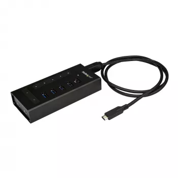 Hub USB C de 7 portas StarTech.com – USB Type-C para 2x USB-C/5x USB-A – Hub USB 3.0 de metal comercial – SuperSpeed USB 3.2 Gen 1 (5 Gbit/s) – Alimentado autonomamente – Carregamento rápido BC 1.2 – Montável/Robusto