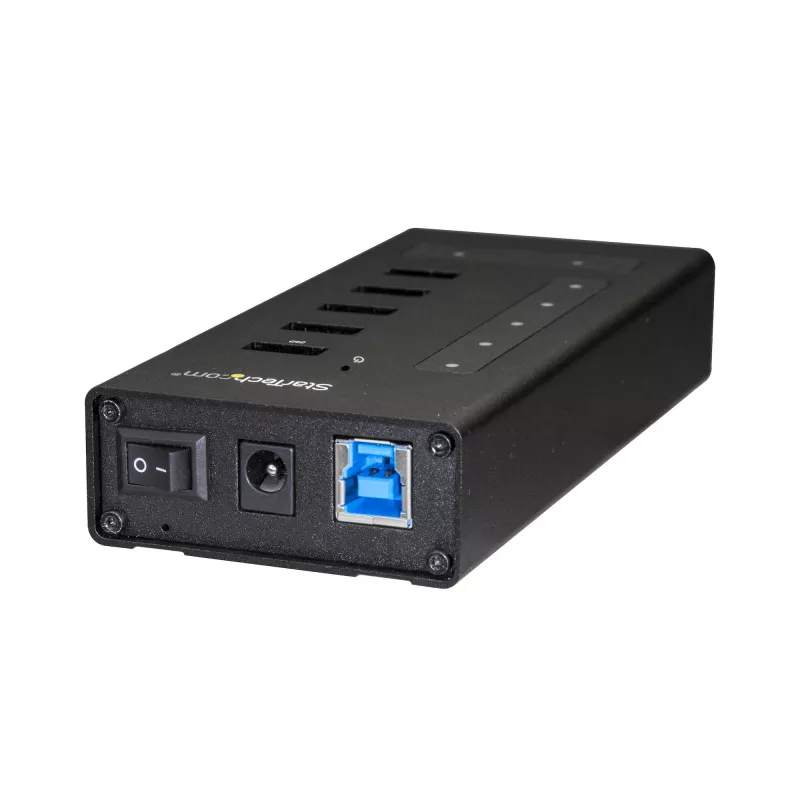 StarTech.com HB30C5A2CST hub USB 3.0 de 7 portas, USB-C para 5x USB-A e 2x USB-C, porta de carregamento rápido, industrial, em metal