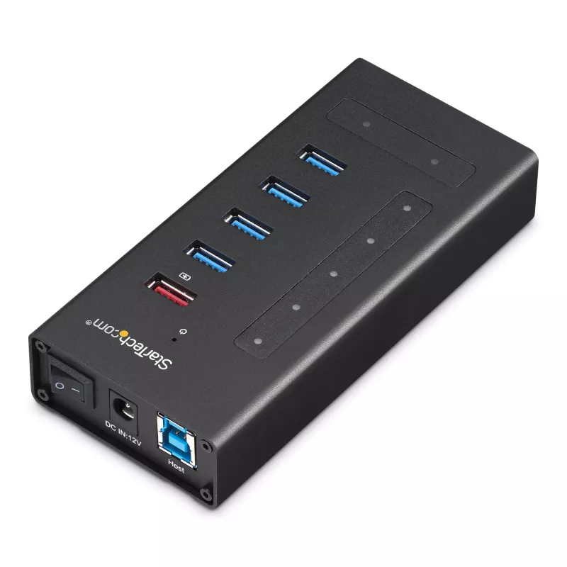 StarTech.com HB30C5A2CST hub USB 3.0 de 7 portas, USB-C para 5x USB-A e 2x USB-C, porta de carregamento rápido, industrial, em metal