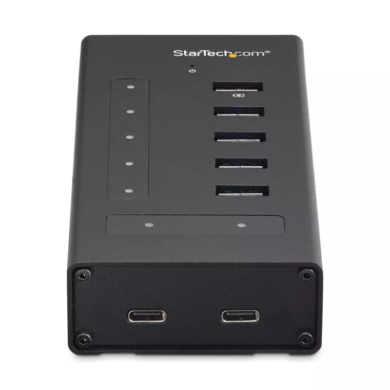 StarTech.com HB30C5A2CST hub USB 3.0 de 7 portas, USB-C para 5x USB-A e 2x USB-C, porta de carregamento rápido, industrial, em metal