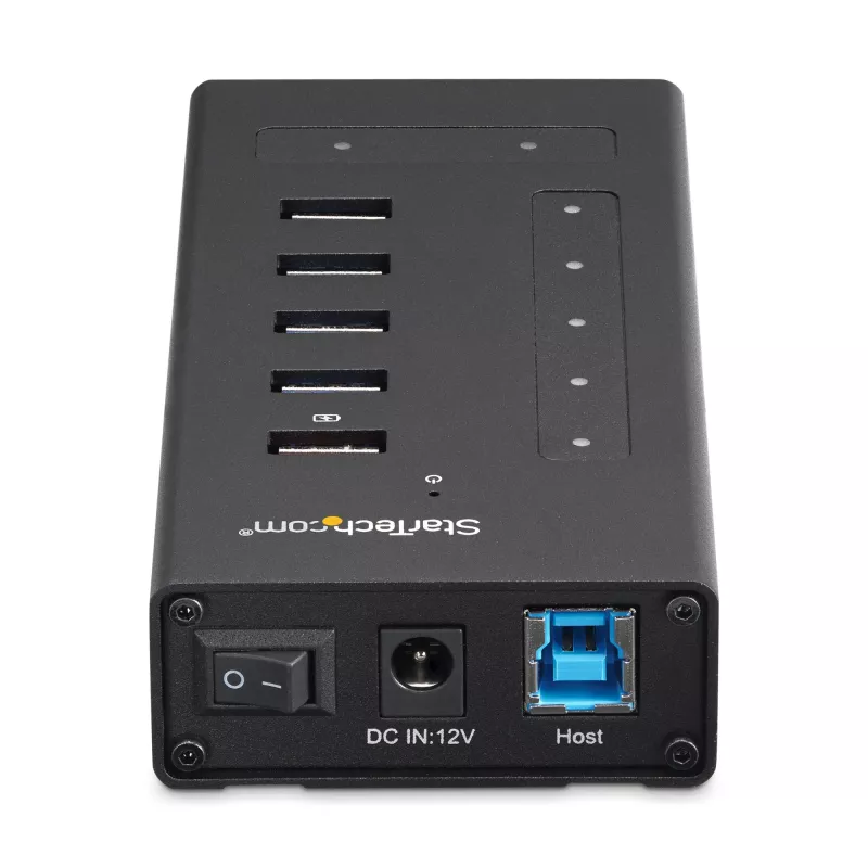 StarTech.com HB30C5A2CST hub USB 3.0 de 7 portas, USB-C para 5x USB-A e 2x USB-C, porta de carregamento rápido, industrial, em metal