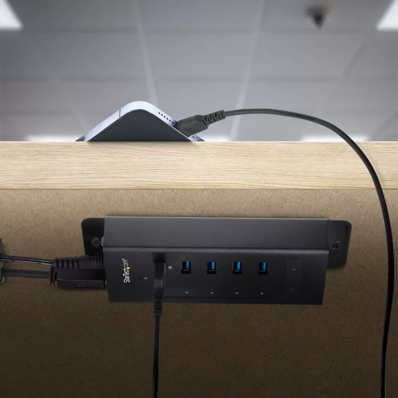 StarTech.com HB30C5A2CST hub USB 3.0 de 7 portas, USB-C para 5x USB-A e 2x USB-C, porta de carregamento rápido, industrial, em metal