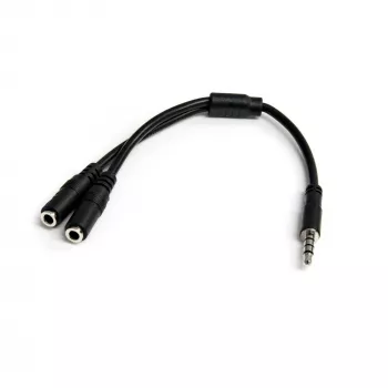 Adaptador de headset StarTech.com para headsets com fichas separadas de auscultador/microfone – 3,5 mm de 4 polos para 2x 3,5 mm de 3 polos ficha/conector fêmea