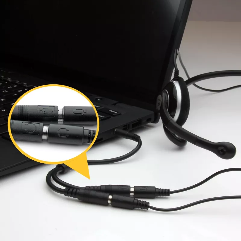 Adaptador de headset StarTech.com para headsets com fichas separadas de auscultador/microfone – 3,5 mm de 4 polos para 2x 3,5 mm de 3 polos ficha/conector fêmea