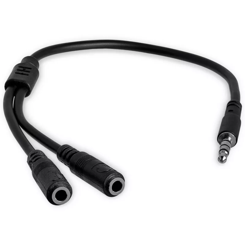 Adaptador de headset StarTech.com para headsets com fichas separadas de auscultador/microfone – 3,5 mm de 4 polos para 2x 3,5 mm de 3 polos ficha/conector fêmea