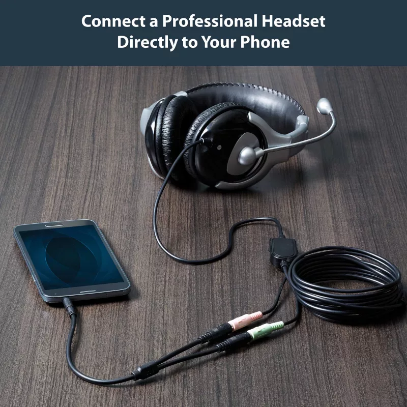 Adaptador de headset StarTech.com para headsets com fichas separadas de auscultador/microfone – 3,5 mm de 4 polos para 2x 3,5 mm de 3 polos ficha/conector fêmea