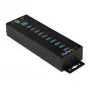 Hub USB 3.0 de 10 portas StarTech.com com fonte de alimentação – Hub USB-A industrial de metal com proteção ESD e contra sobretensão de 350 W – Montagem em calha DIN/parede/mesa – Hub High-Speed USB 3.2 Gen 1 (5 Gbit/s)