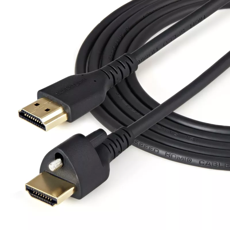 Cabo HDMI StarTech.com 6ft (2 m) com parafuso de segurança – 4K 60Hz HDR – Cabo de monitor HDMI 2.0 High-Speed com conector de parafuso de segurança para ligação segura – Cabo HDMI com Ethernet – M/M