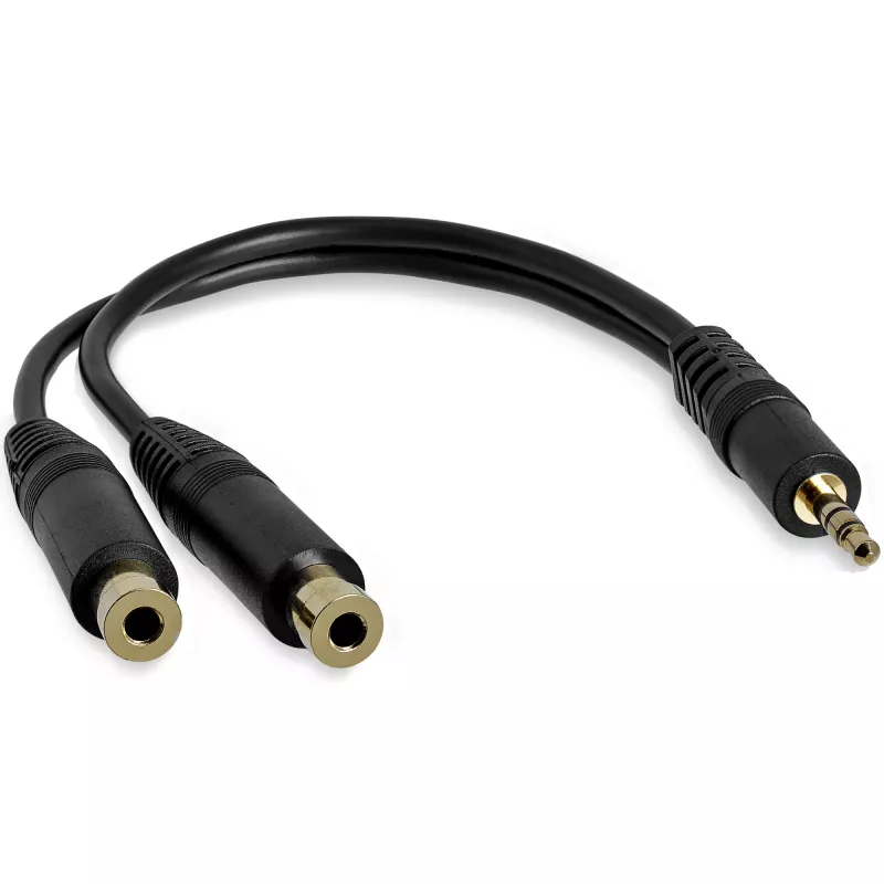 Cabo divisor estéreo StarTech.com 15 cm – ficha de 3,5 mm para 2x conector fêmea de 3,5 mm