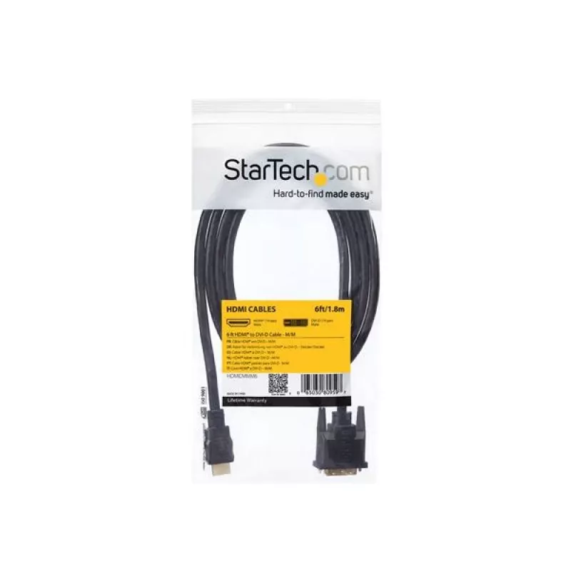 Cabo HDMI para DVI-D StarTech.com 6 ft – M/M, 1,8 m, HDMI, DVI-D, ficha, ficha, reto