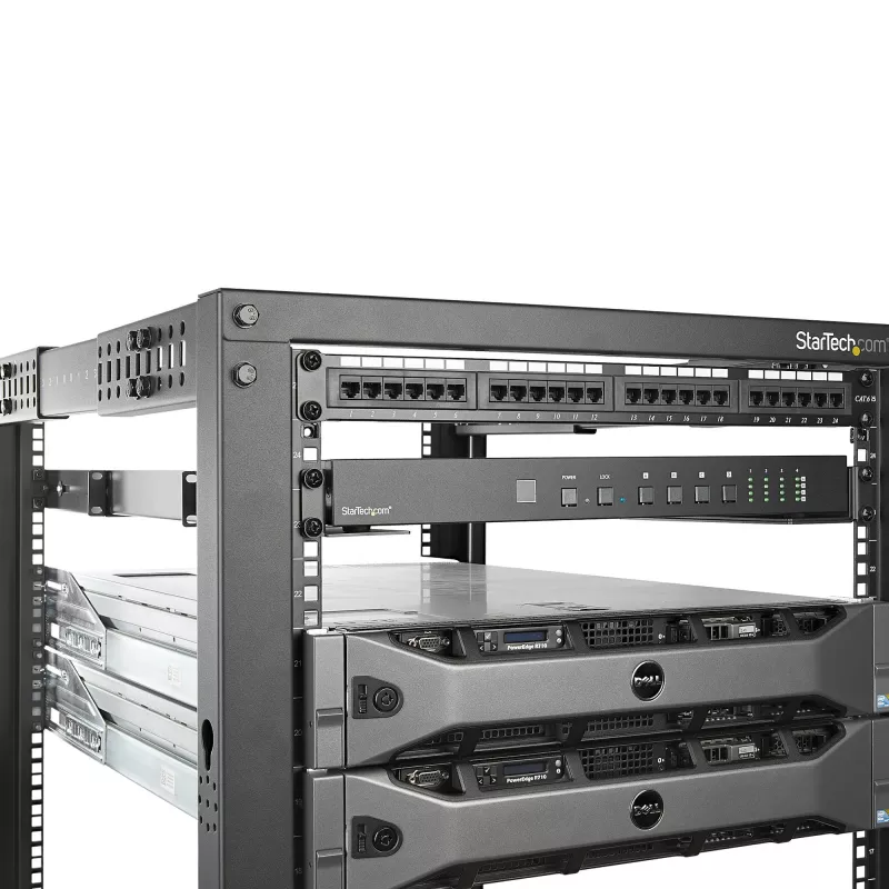 Calhas para rack de servidor StarTech.com 1HE 19 polegadas – Profundidade ajustável 24-36 polegadas – Calhas de montagem universais de 4 postes para rack – Conjunto de calhas de montagem para equipamento de rede/servidor/UPS HPE ProLiant Dell PowerEdge