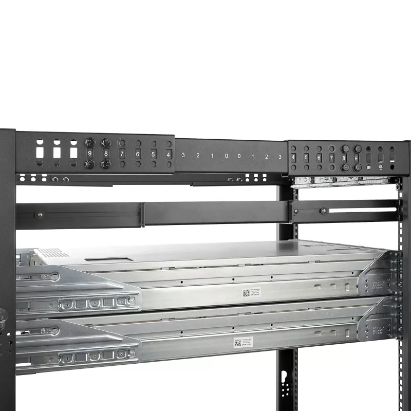 Calhas para rack de servidor StarTech.com 1HE 19 polegadas – Profundidade ajustável 24-36 polegadas – Calhas de montagem universais de 4 postes para rack – Conjunto de calhas de montagem para equipamento de rede/servidor/UPS HPE ProLiant Dell PowerEdge