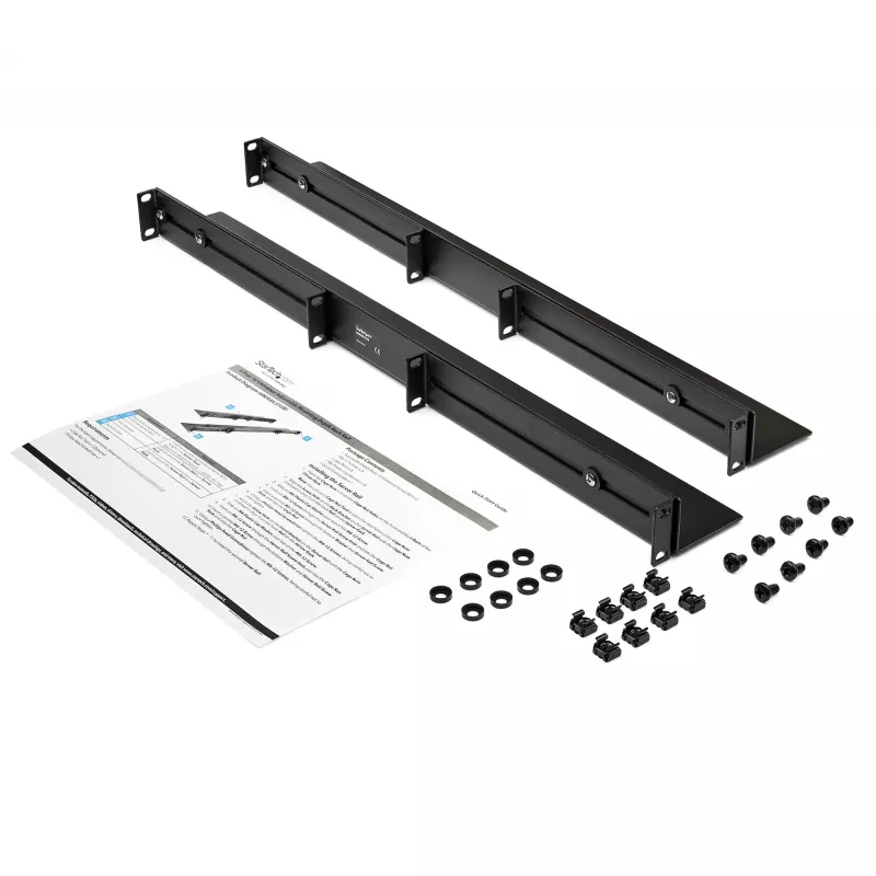 Calhas para rack de servidor StarTech.com 1HE 19 polegadas – Profundidade ajustável 24-36 polegadas – Calhas de montagem universais de 4 postes para rack – Conjunto de calhas de montagem para equipamento de rede/servidor/UPS HPE ProLiant Dell PowerEdge