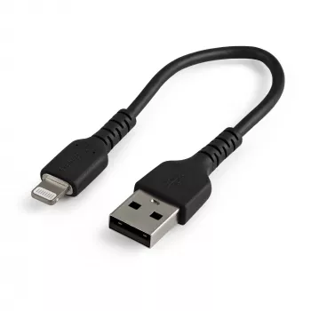 Cabo USB-A para Lightning preto resistente StarTech.com 15 cm – Cabo de carregamento/sincronização USB Type-A para Lightning robusto em fibra aramida – Certificado Apple MFi para iPad/iPhone 12
