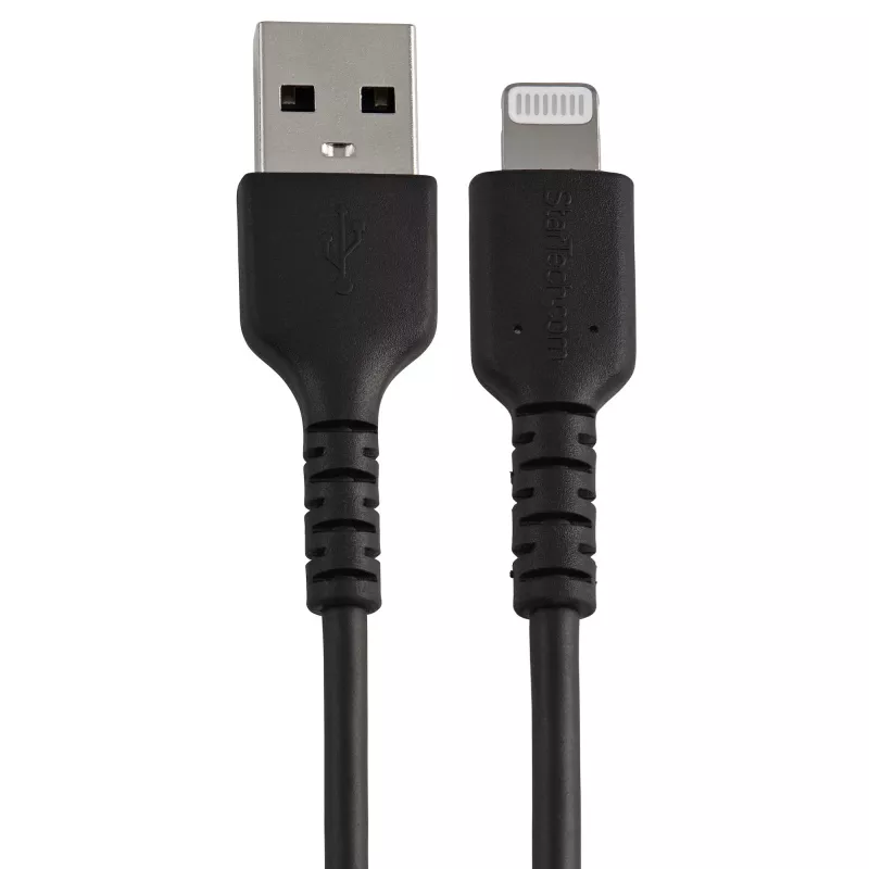 Cabo USB-A para Lightning preto resistente StarTech.com 15 cm – Cabo de carregamento/sincronização USB Type-A para Lightning robusto em fibra aramida – Certificado Apple MFi para iPad/iPhone 12