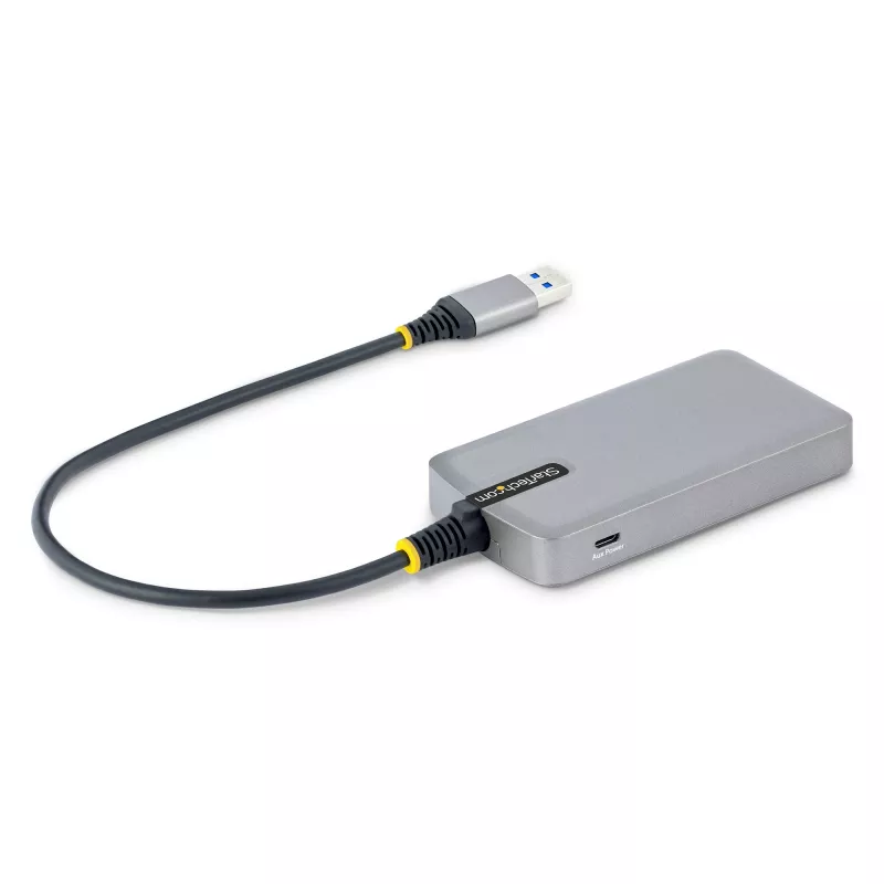 Hub USB StarTech.com de 4 portas – USB 3.0 5 Gbit/s, alimentado pelo bus, USB-A para hub 4x USB-A com entrada de alimentação auxiliar opcional – hub USB portátil para desktop/portátil, cabo de 30 cm, hub de extensão USB