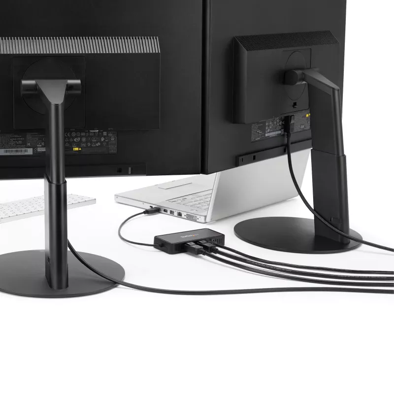 Mini-dock USB 3.0 StarTech.com – docking station USB-A de monitor duplo com vídeo DisplayPort 4K 60Hz e Gigabit Ethernet – cabo de 30 cm – adaptador portátil USB 3.1 Gen 1 Type-A para portátil